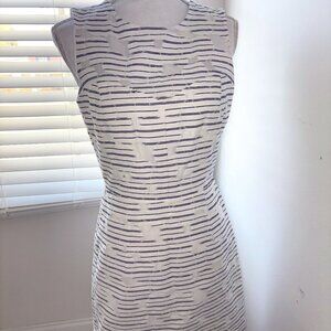 MILLY 6 White Black Semi Sheer Nina Striped Sleeveless Sheath Dress Lined
